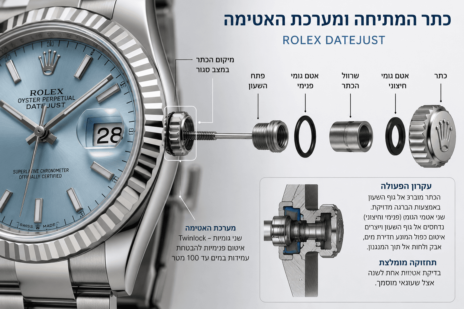 איך מזהים שעון רולקס מזויף? בדיקת מנגנון, אטימה ואבזם בשעוני רולקס (חלק 2)
